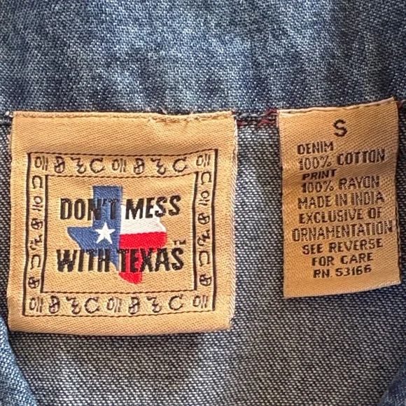 Don’t Mess With Texas Denim Rodeo Cowboy Vest Small - Picture 3 of 4